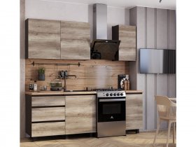 Кухонный гарнитур Энигма 1,6м (венге/дуб каньон) в Бородино - borodino.mebel-nsk.ru | фото