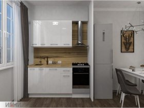 Кухонный гарнитур МДФ Выгодно и точка 1,5 м (белый глянец) в Бородино - borodino.mebel-nsk.ru | фото