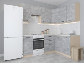 Модульная угловая кухня 1,4м*2,1м Лада (цемент) в Бородино - borodino.mebel-nsk.ru | фото