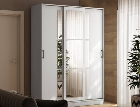 Шкаф-купе 1,6м «Стиль-2» (белый) в Бородино - borodino.mebel-nsk.ru | фото