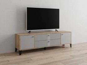 Тумба под ТВ Парус-10 (дуб крафт серый/серый) в Бородино - borodino.mebel-nsk.ru | фото