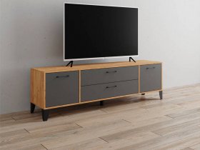 Тумба под ТВ Парус-13 (дуб крафт золотой/графит серый) в Бородино - borodino.mebel-nsk.ru | фото